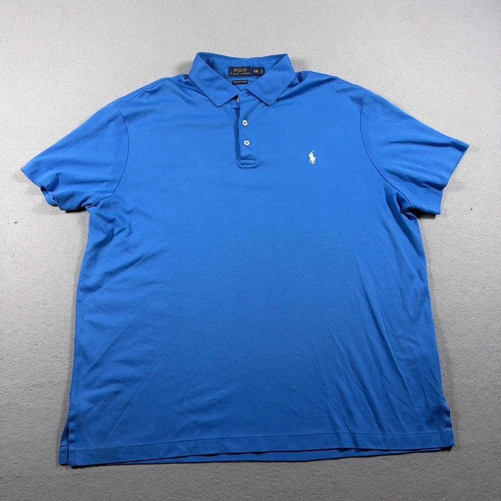 Polo Ralph Lauren Polo Shirt Mens 2XL Blue Pima Soft‎ Touch Short Sleeve Casual